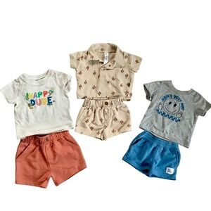 Baby Boy 0-3M Summer Clothes Bundle Garanimals Modern Moments Gerber 6pc Set